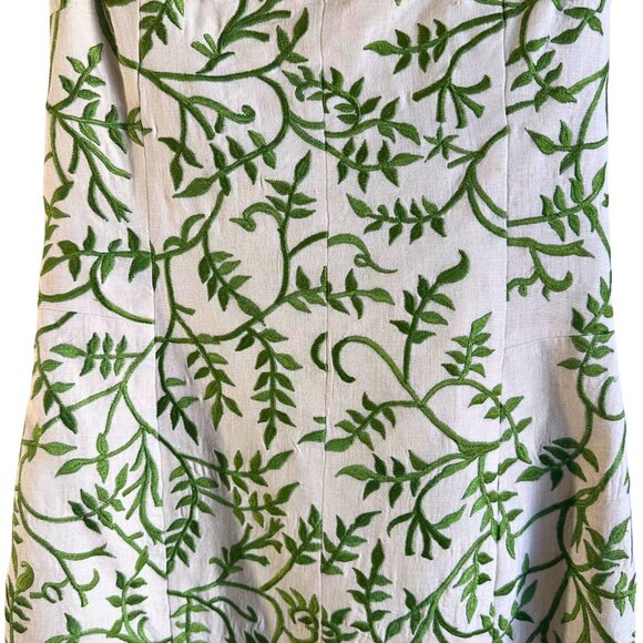 Vintage Tracy Reese Linen Embroidered Garden Dress - Size 8 - Picture 8 of 14